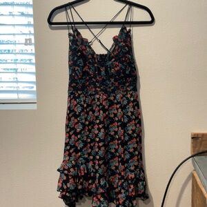 Black and Red Asymmetrical High-Low Sundress for Wedding Guest